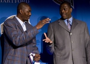 Naismith Basketball Hall of Fame Hakeem Olajuwon and Patrick Ewing.