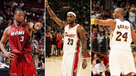 Lebron James And Kobe Bryant 2009. Dwyane Wade, LeBron James and