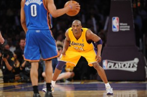 Kobe Bryant and the Lakers held Russell Westbrook and the Thunder to 37% shooting. (Photo by Noah Graham/NBAE via Getty Images)