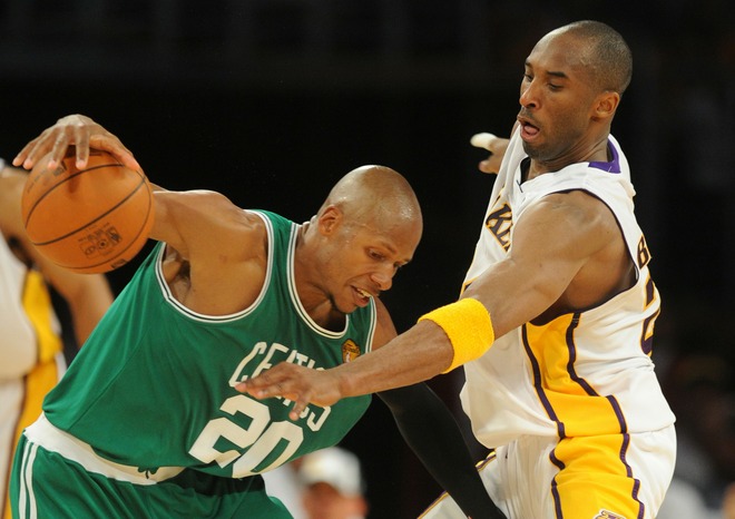 guard Ray Allen knocked down